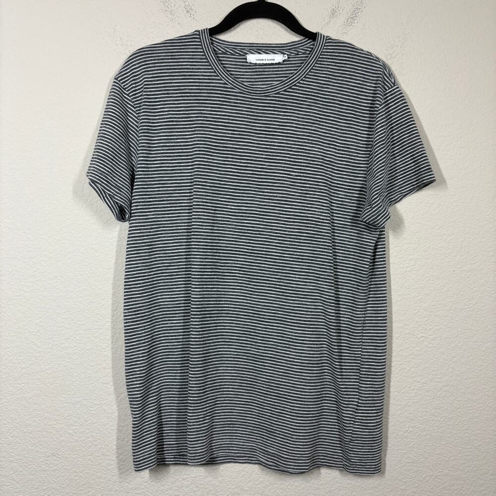 Samsoe Samsoe Mens Size Medium Graham Stripe Short Sleeves T-Shirt Black Jersey
